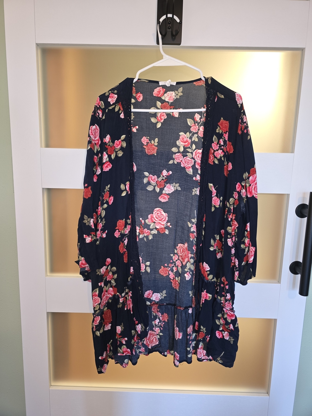Maurices Navy Floral Open-Front Women's Cardigan